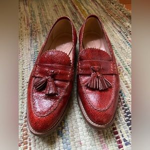 J. Crew burgundy, leather loafers size 5.5.